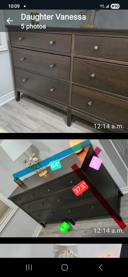 Dark Brown Dresser (64"x20"x37.5") thumbnail