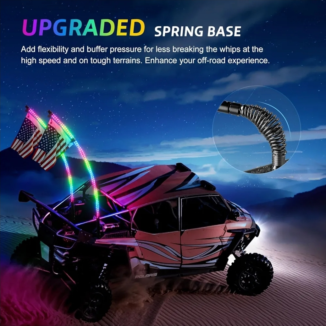 Ehaho 4FT LED Whip Lights (2 Pcs) – Spiral RGB UTV ATV SXS Canam - photo 4