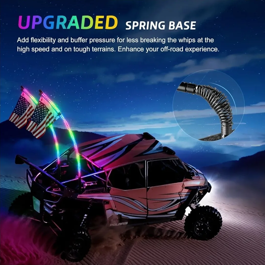 Ehaho 4FT LED Whip Lights (2 Pcs) – Spiral RGB UTV ATV SXS Canam image indicator(4)