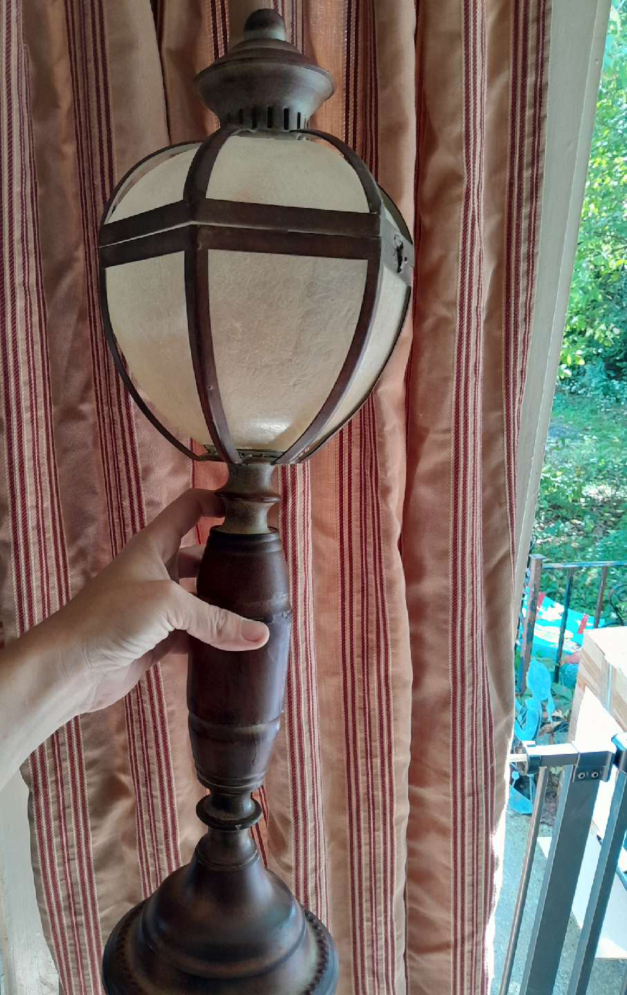 Vintage Wood & Metal Globe candle Lamp