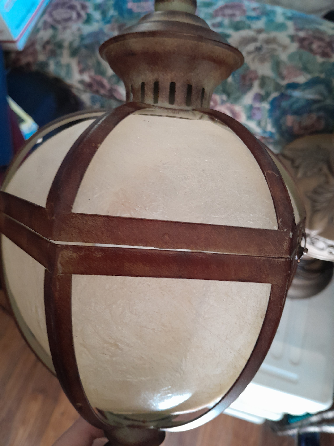 Vintage Wood & Metal Globe candle Lamp - photo 2