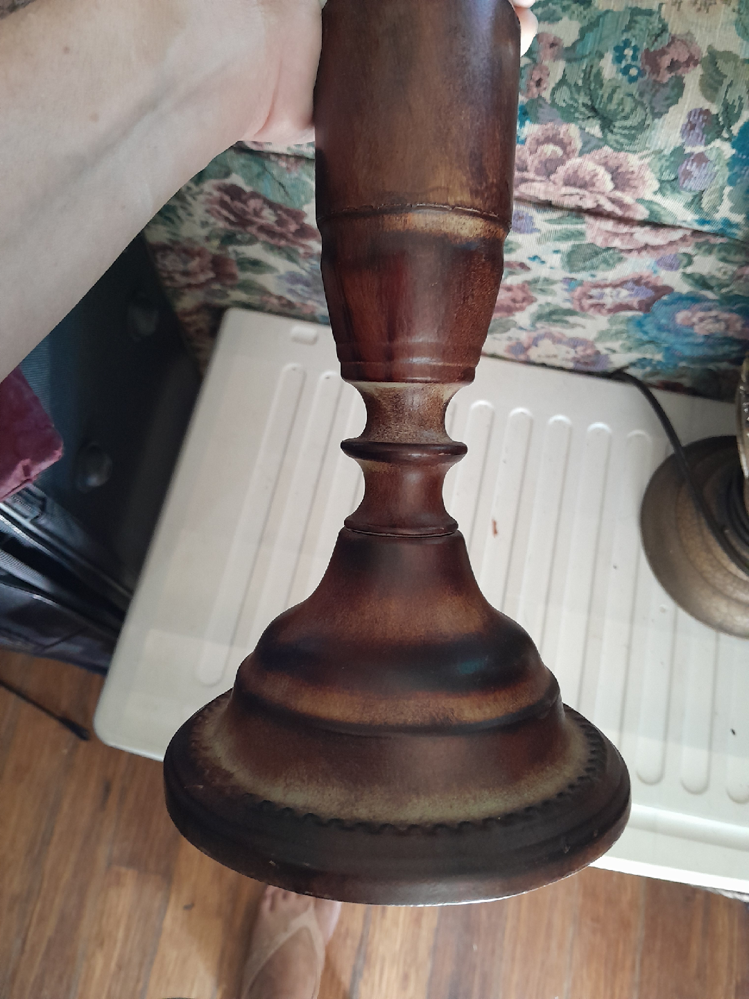 Vintage Wood & Metal Globe candle Lamp - photo 3