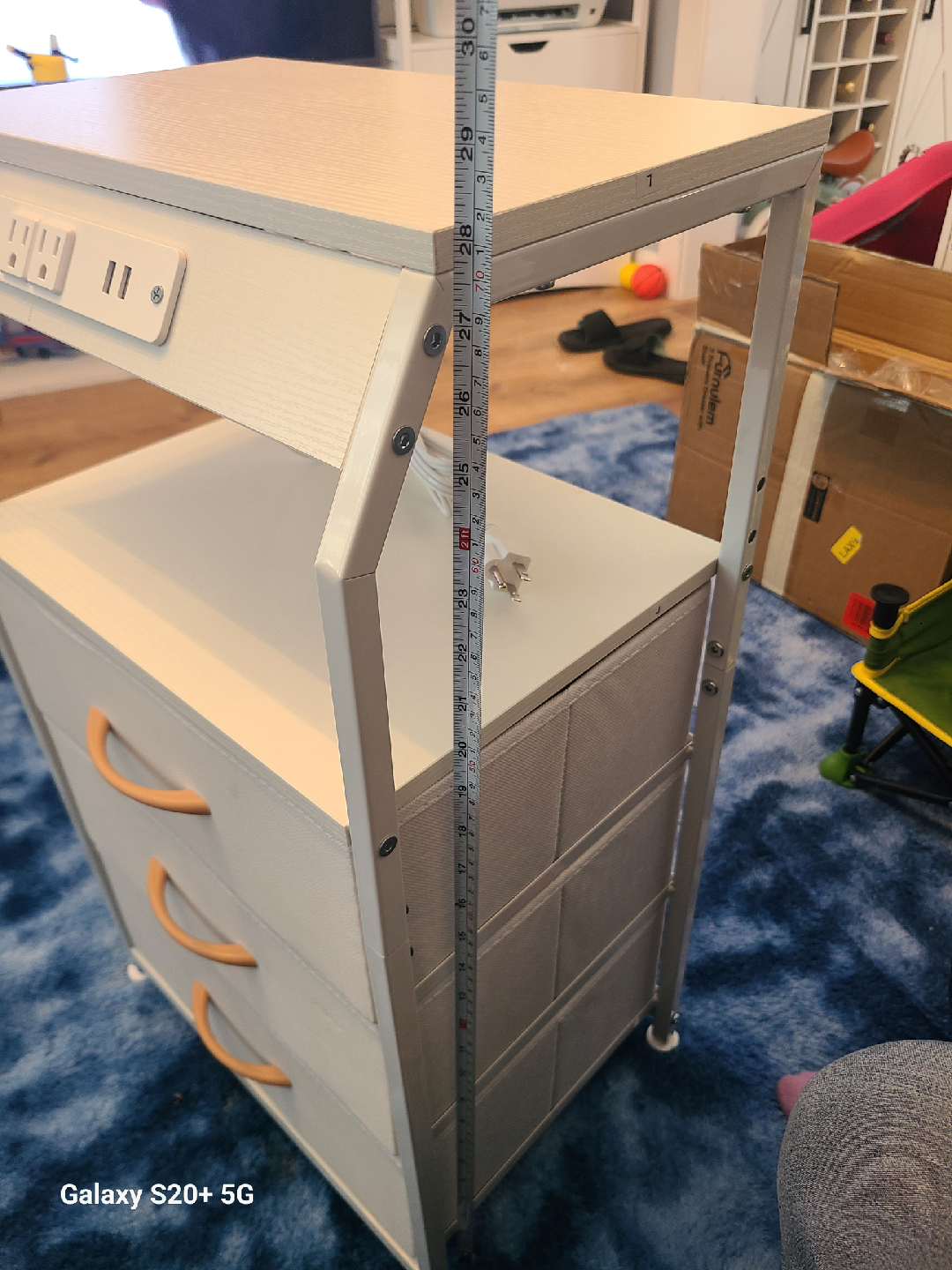 White Nightstand with 3 Drawers & USB Ports - photo 4