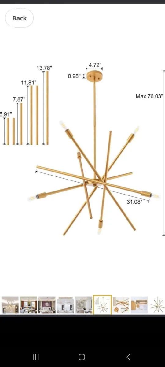 Gold Sputnik Chandelier brand new in box thumbnail