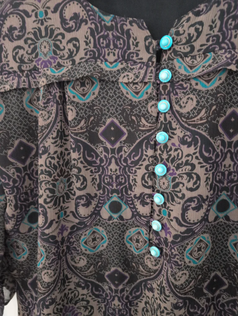 Brown Patterned Dress - UK size 12 image indicator(2)