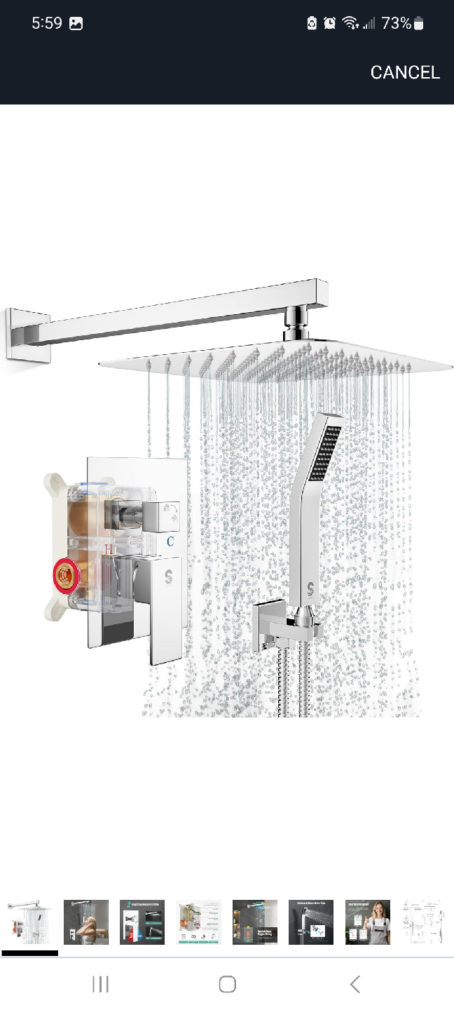 SR SUN RISE 12 Inch Ceiling Mount Shower System - New