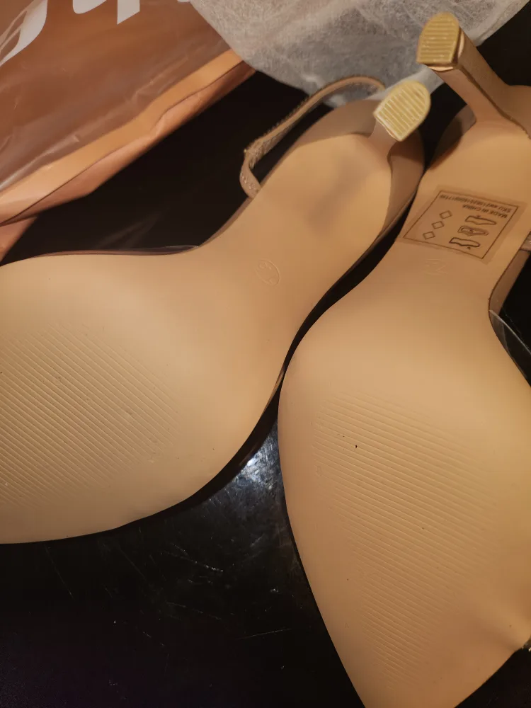 SHEIN Rhinestone Clear Open Toe Stiletto Heel Back Strap Shoes image indicator(3)