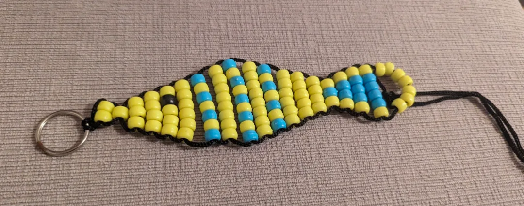 Beaded Fish Keychain - Yellow and Blue thumbnail