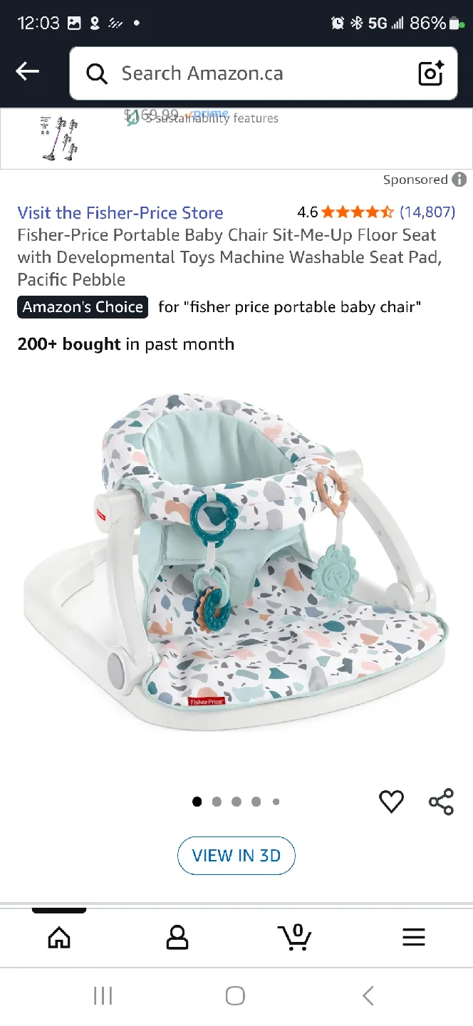 Fisher-Price Portable Baby Chair Sit-Me-Up Floor Seat thumbnail