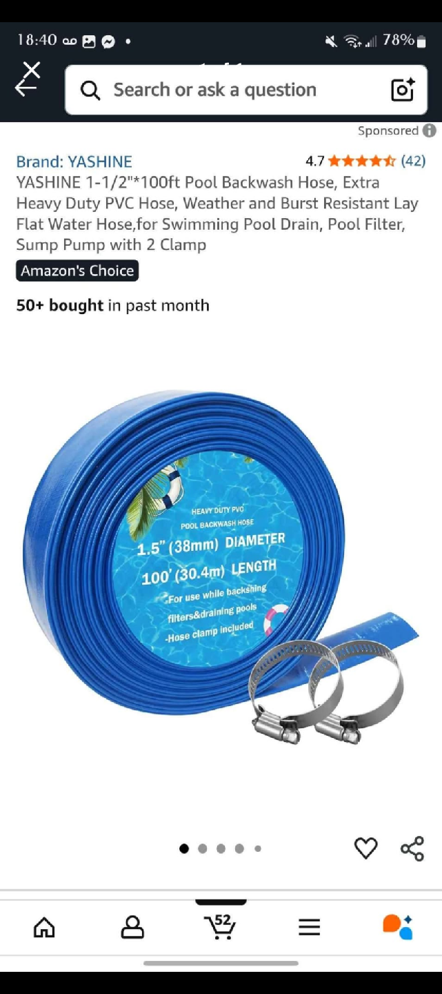YASHINE 1-1/2"x100ft Pool Backwash Hose