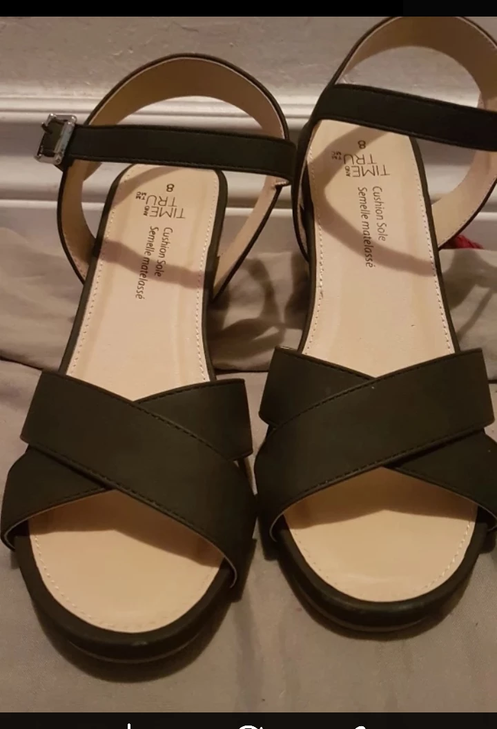 Time and Tru Black Wedge Sandals - Size 8