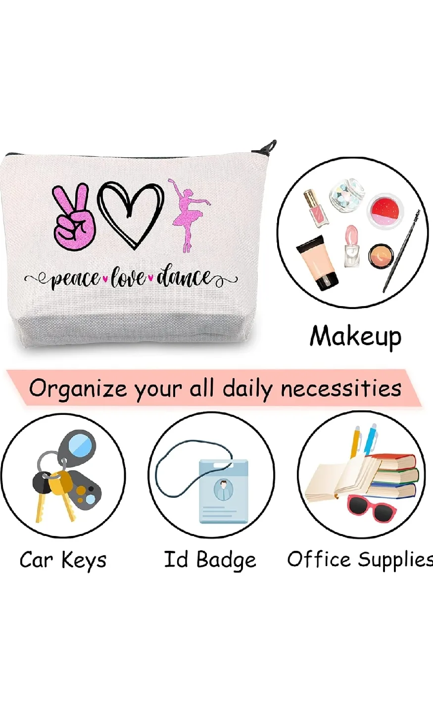 New Peace, Love, Dance Makeup Bag image indicator(7)