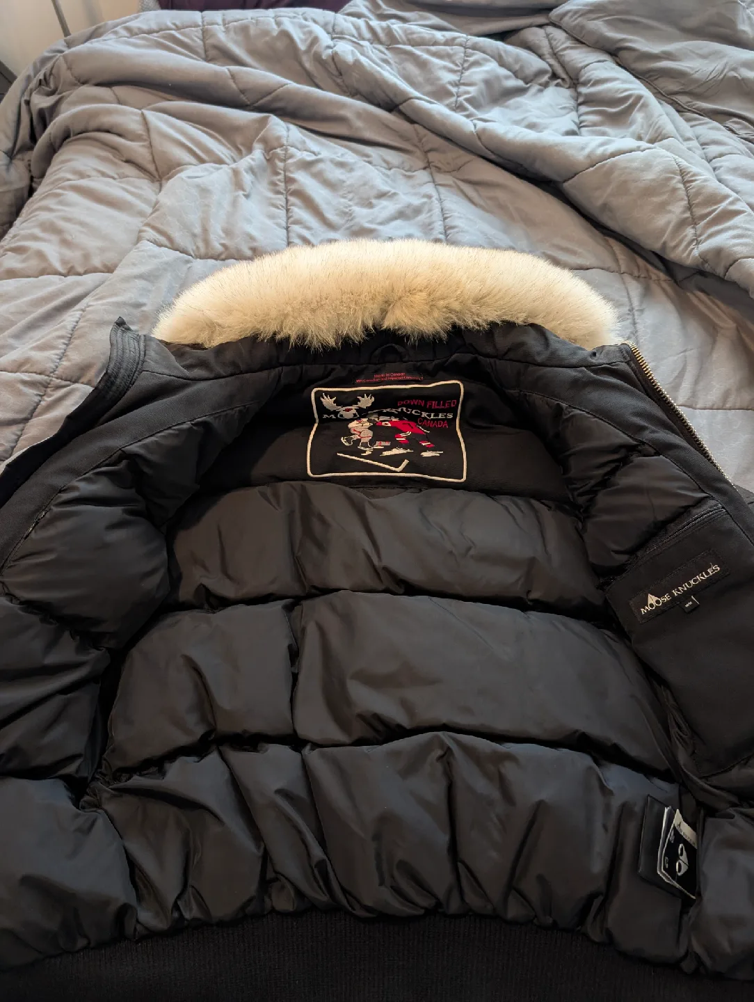 Moose Knuckles Bomber Jacket, Black. Size Medium image indicator(4)