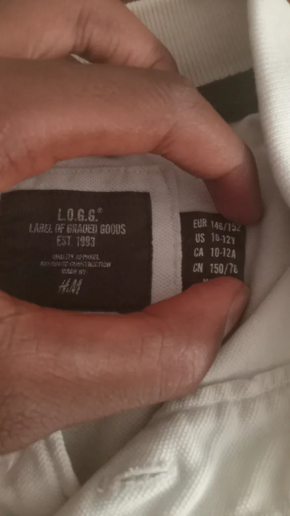 H&M L.O.G.G. White Polo Shirt (Size 10-12Y) image indicator(2)