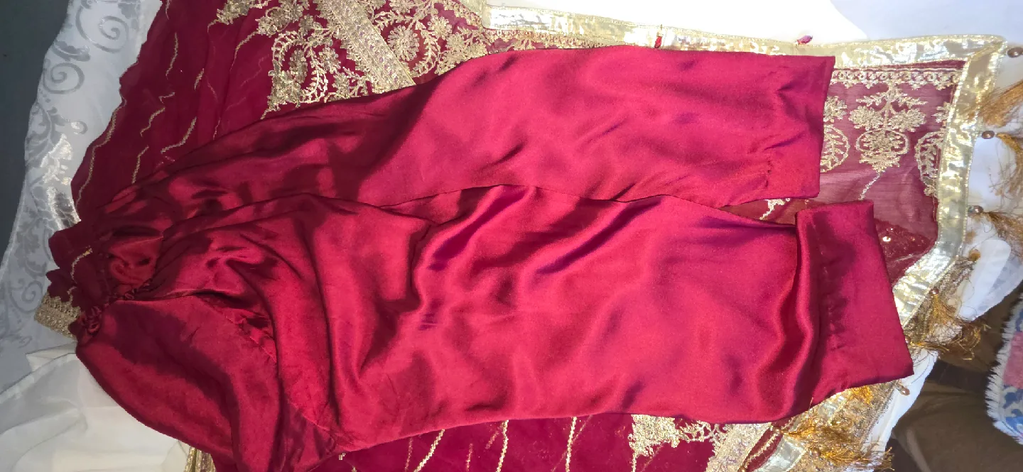 Embroidered Pakistani Dress - Gold & Maroon image indicator(7)