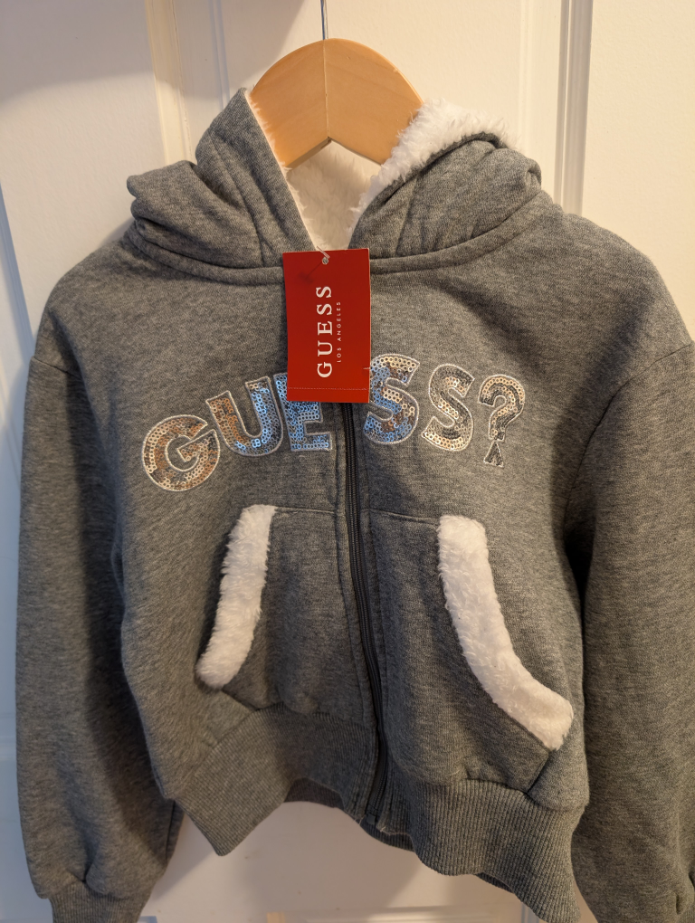 Guess Grey Hoodie with Fur Trim