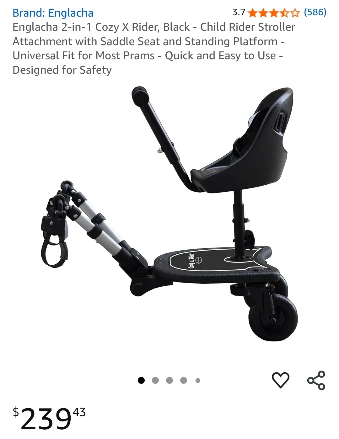 Stroller Attachment with Saddle Seat and Standing platform thumbnail