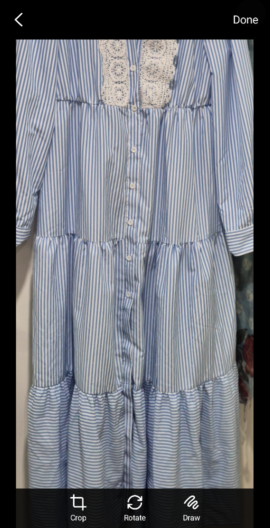 Blue Striped Dress with Lace Detail - photo 2