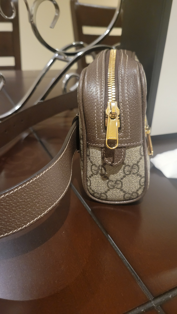 AUTH GUCCI GG LOGO OPHIDIA CANVAS LEATHER BELT BAG CHEST 85/34 - photo 5