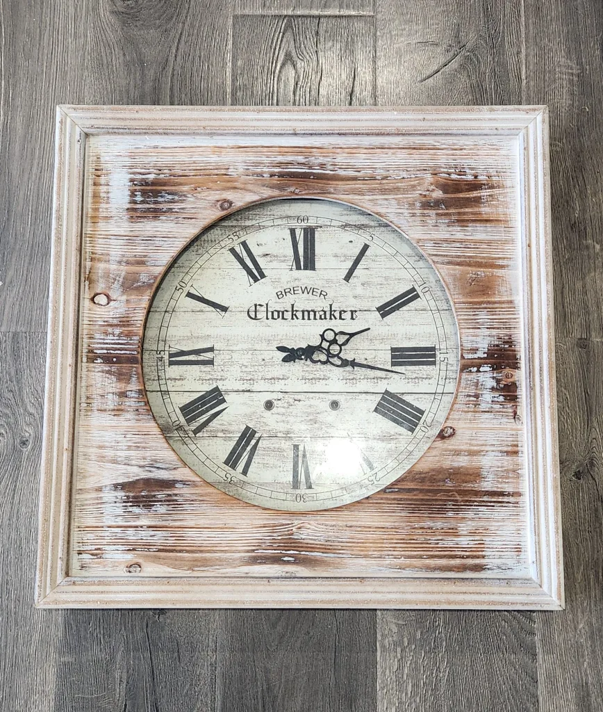 Rustic Farmhouse Wall Clock - Distressed Wood Frame thumbnail