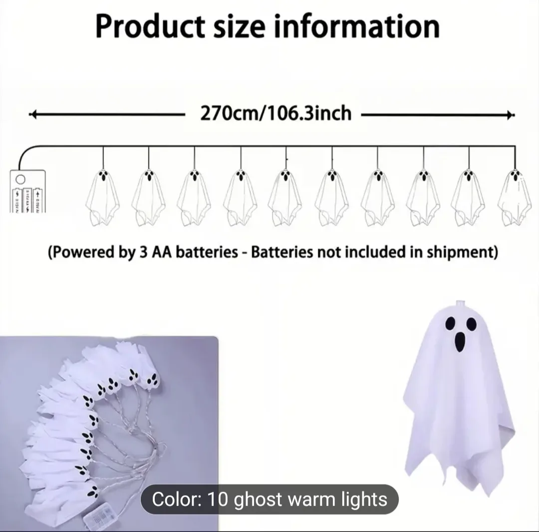 Ghost String Lights - 10 Lights, 106 Inch image indicator(2)