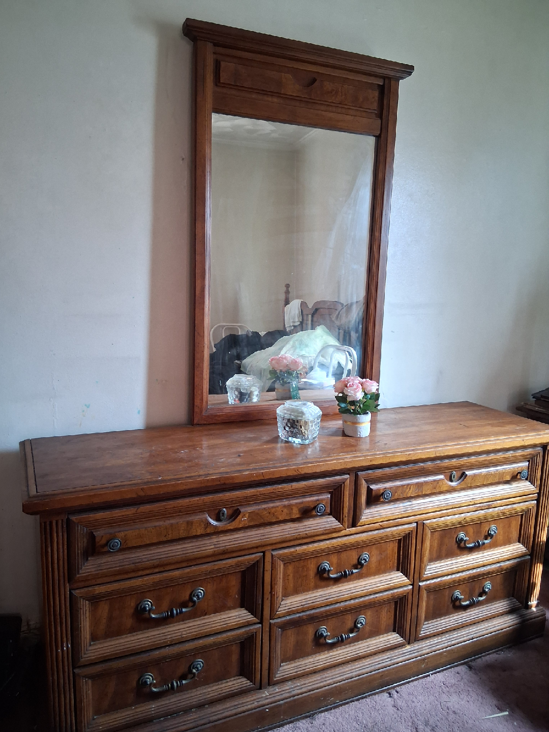 Wood Dresser with Mirror