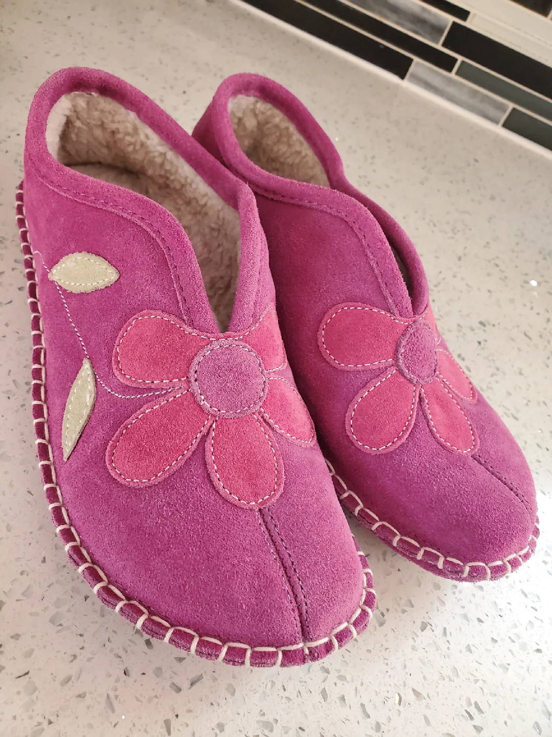 Foamtreads Purple Suede Slippers thumbnail