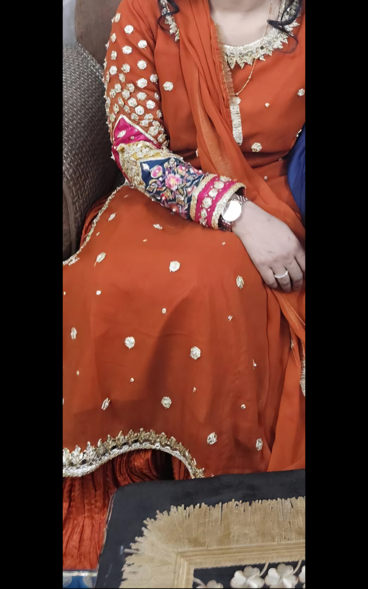 Orange Embroidered Salwar Kameez Suit - photo 4