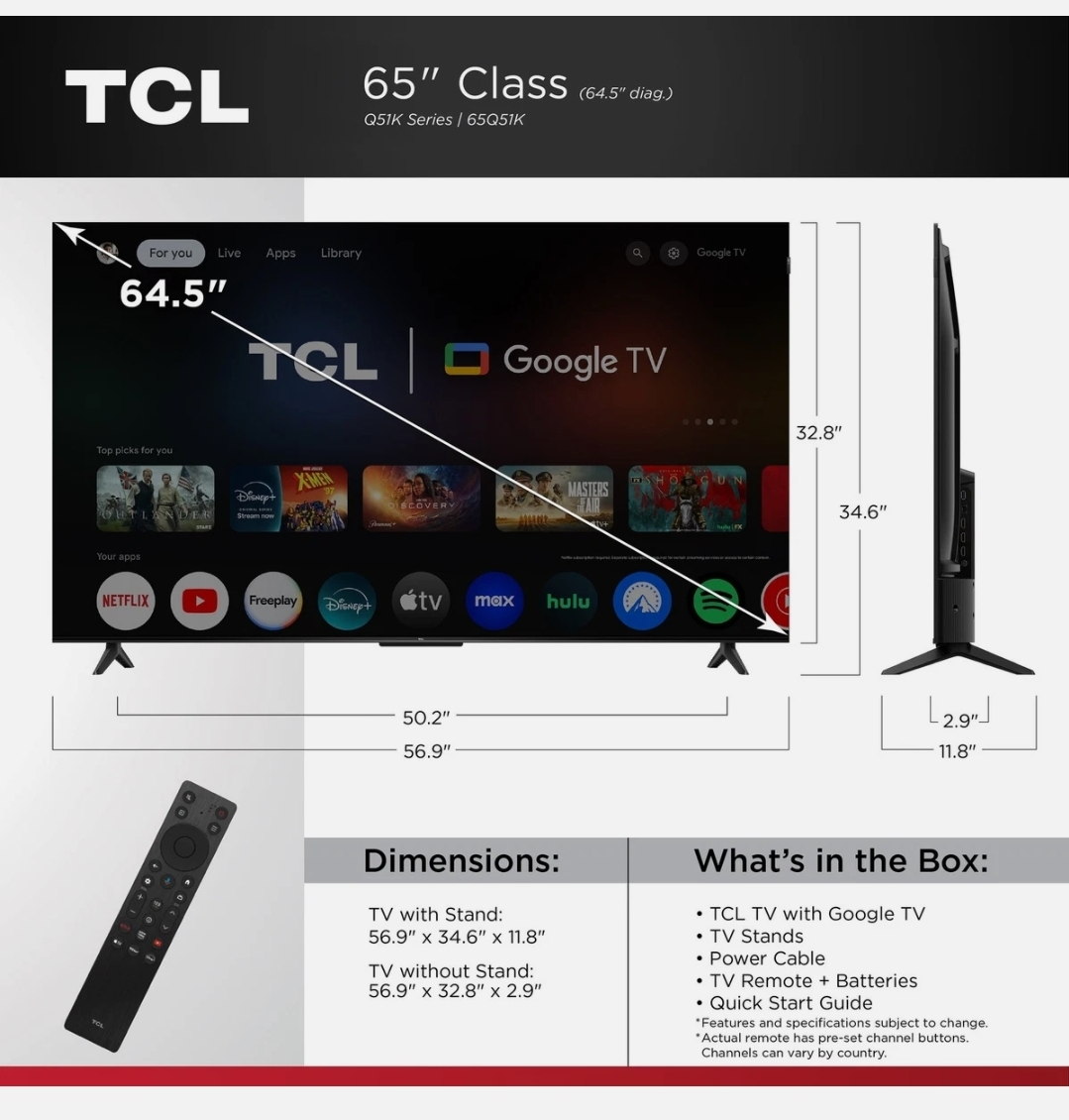 TCL 65" Class QLED 4K UHD Smart Google TV - photo 3