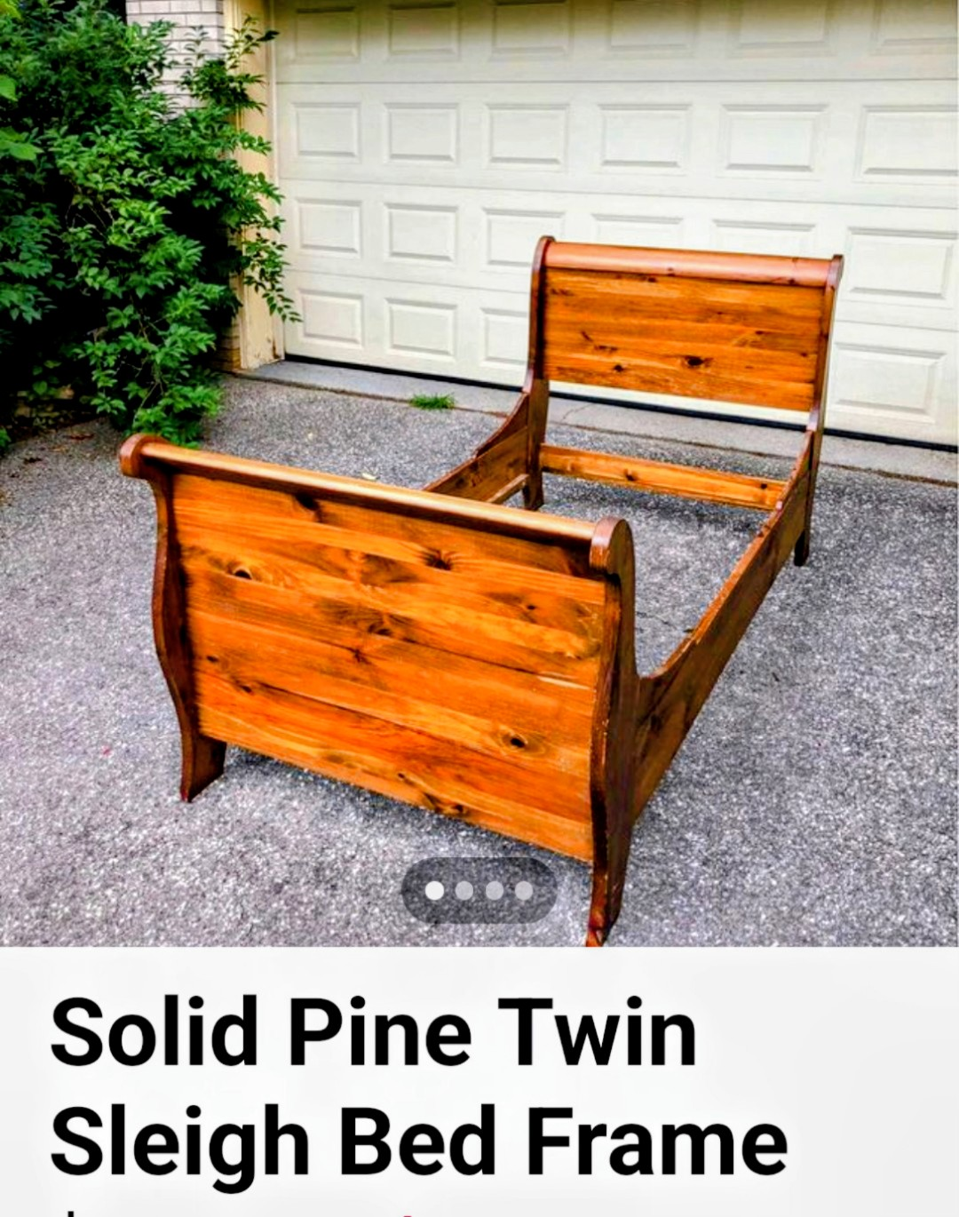Solid Pine Twin Sleigh Bed Frame