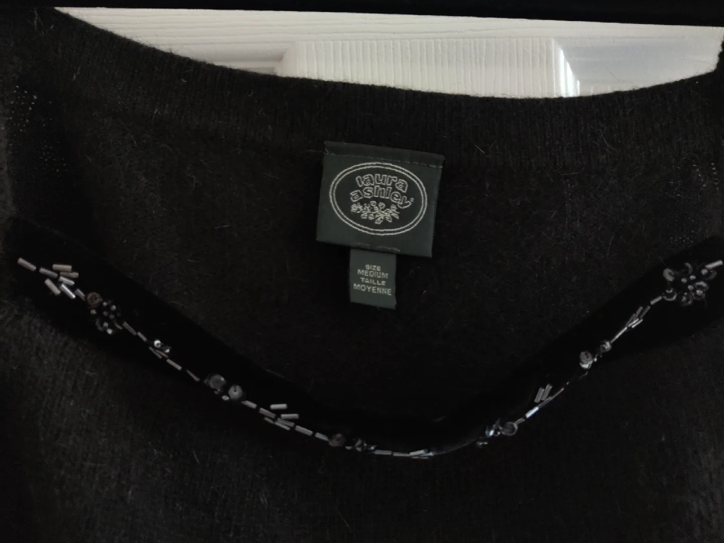 Laura Ashley Black Beaded Tank Top - Size Medium image indicator(3)