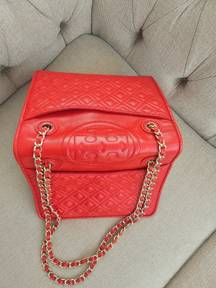 Authentic Tory Burch Red Leather Crossbody Bag image indicator(7)