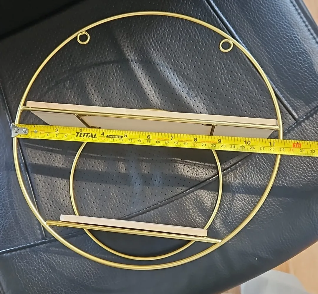 🥕BRAND NEW Gold Metal & Wood Round Wall Shelf🥕 image indicator(7)