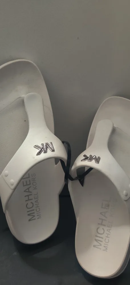 Michael Kors White Flip Flops size 7 thumbnail