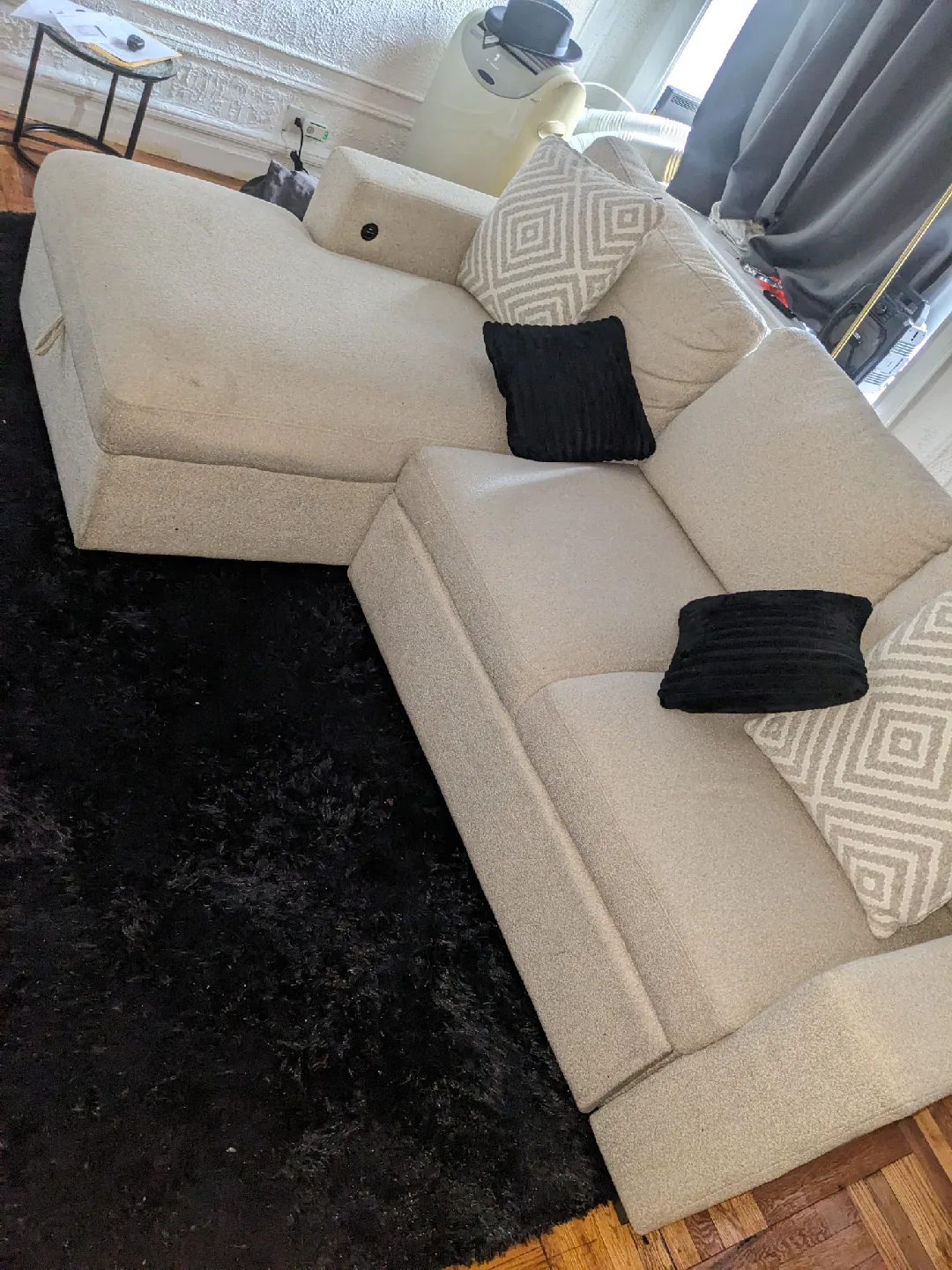 Beige Sectional Sofa with Pull-Out Bed & Storage image indicator(4)