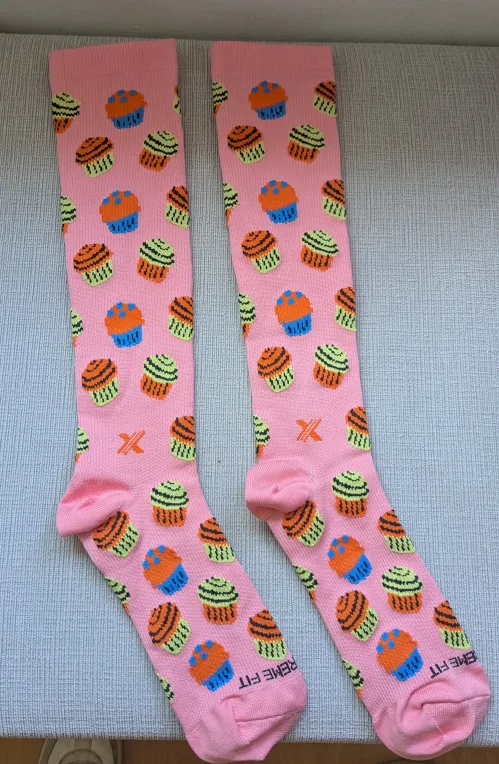 Brand New REME Fit Pink Cupcake Compression Socks thumbnail