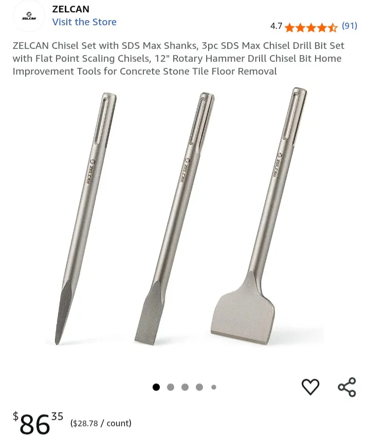 🥕  NEW!   ZELCAN SDS Max Chisel Set - 3 Piece image indicator(2)