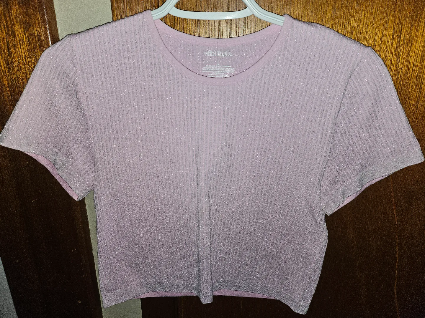 NWT Wild Fable Pink Sparkley Seamless Ribbed Crop Top - Size L image indicator(3)