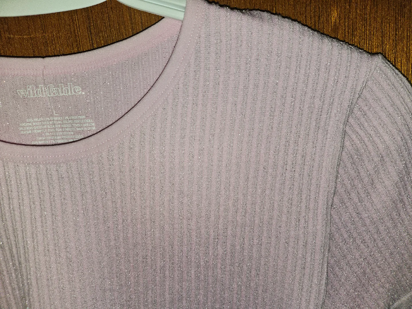 NWT Wild Fable Pink Sparkley Seamless Ribbed Crop Top - Size L image indicator(4)