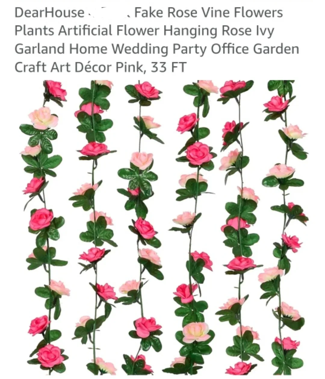 BRAND NEW 6 Rose Vine Artificial Flower Garland - 33 FT image indicator(4)