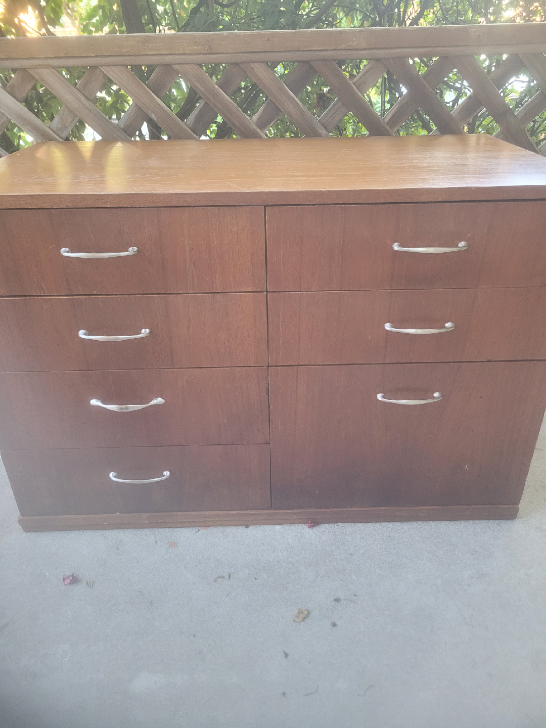 Teak "look" Wood Dresser with Six Drawers
