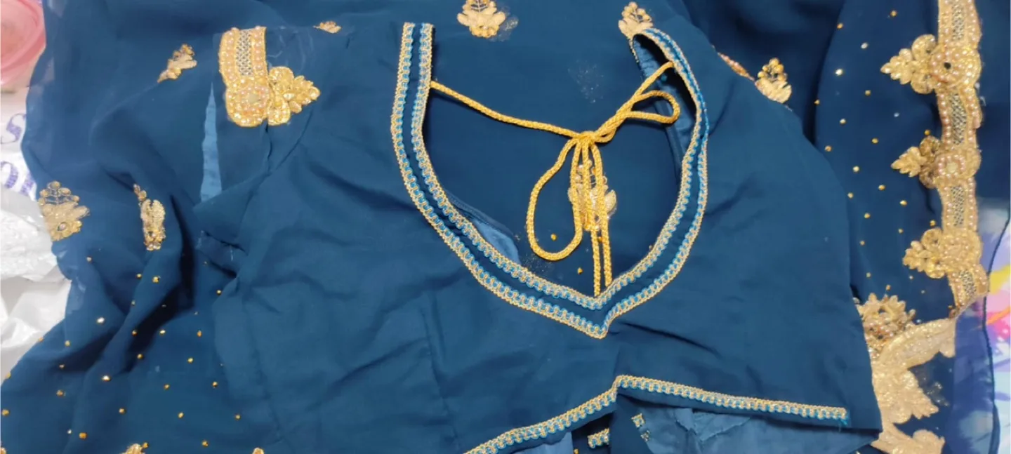 Teal & Gold Sari image indicator(6)