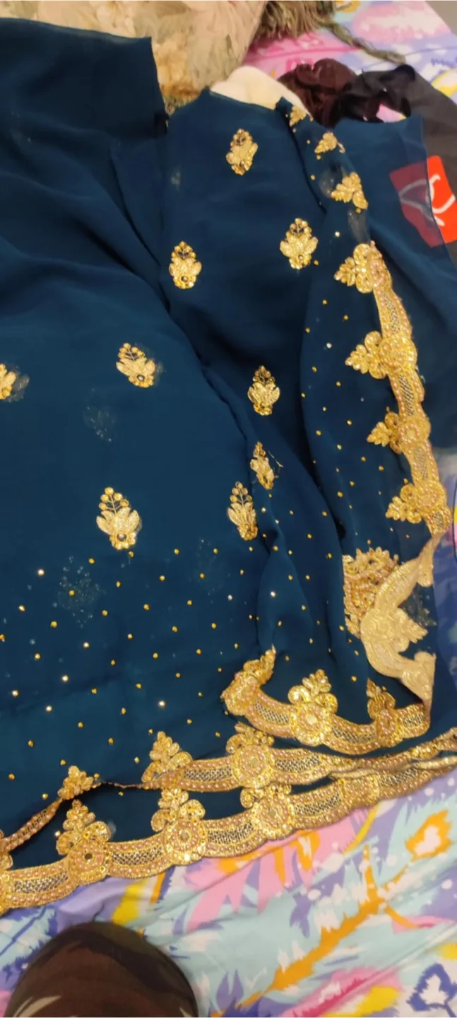 Teal & Gold Sari image indicator(3)