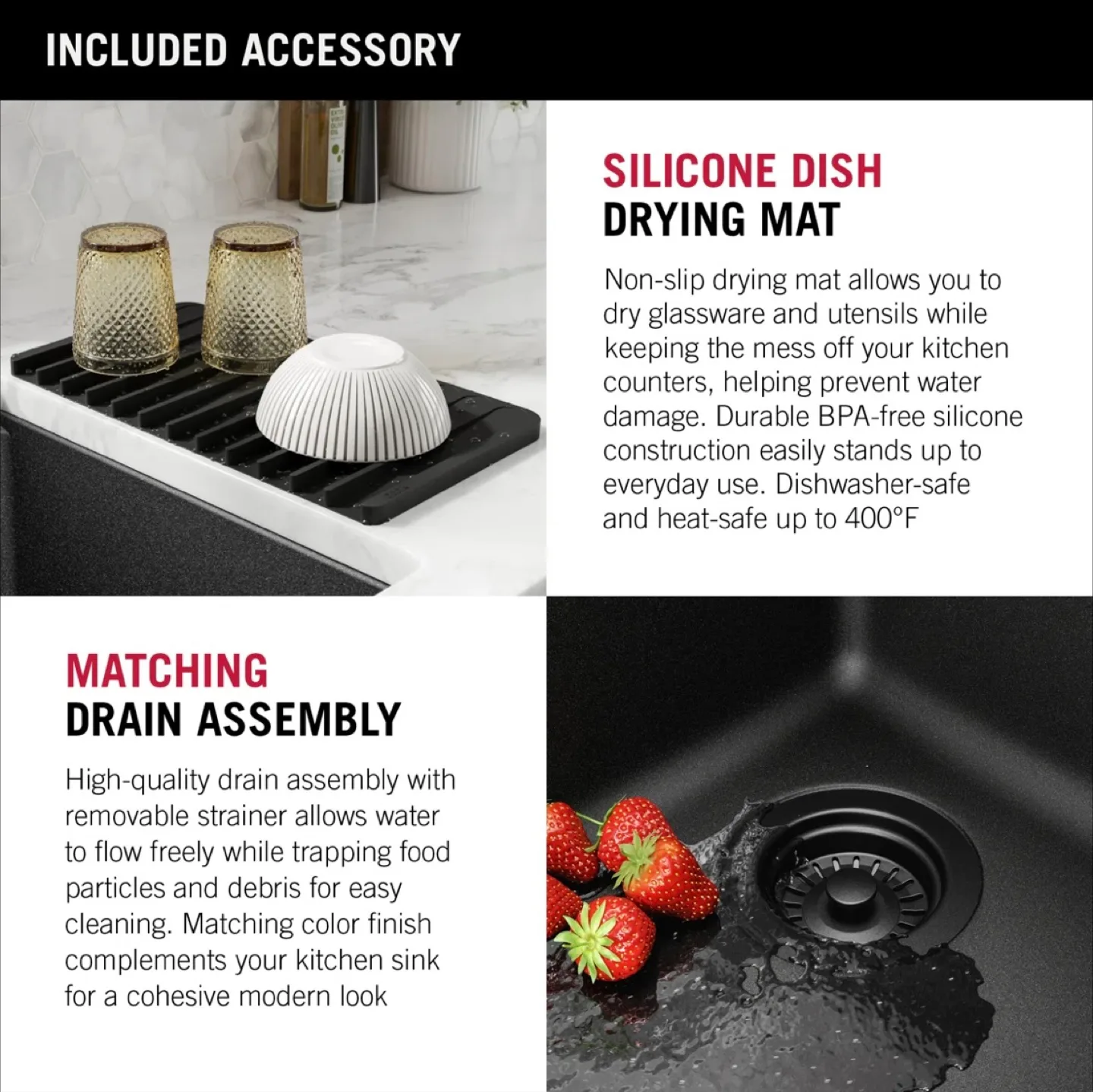 Delta Everest 32” Granite Kitchen Sink, Undermount, Black image indicator(9)