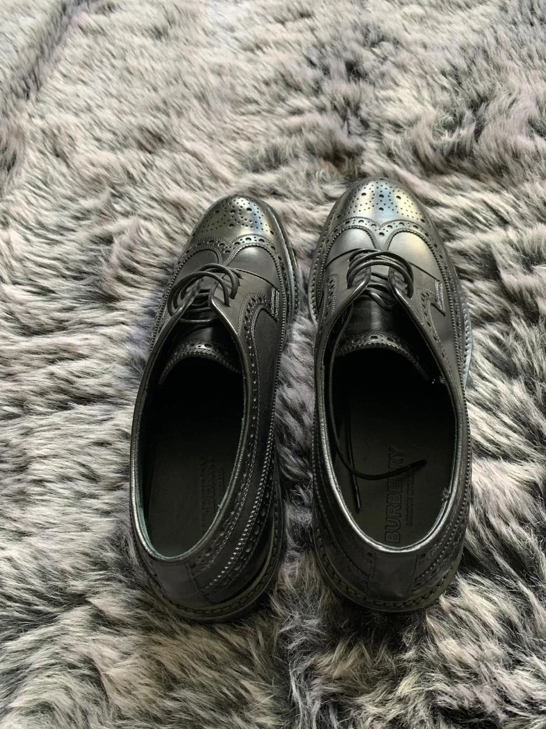 Burberry Black Leather Wingtip Dress Shoes - Size 43 image indicator(5)