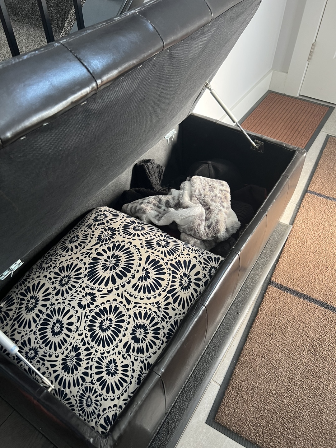 Storage Ottoman - Dark brown Faux Leather - photo 2