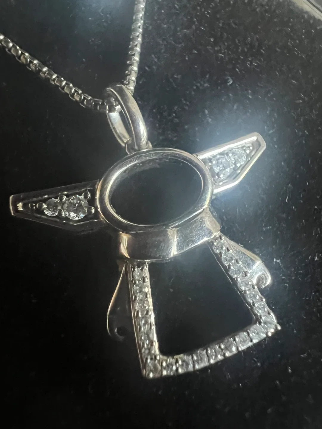 925 Star Wars Grogu Diamond Pendant Necklace thumbnail