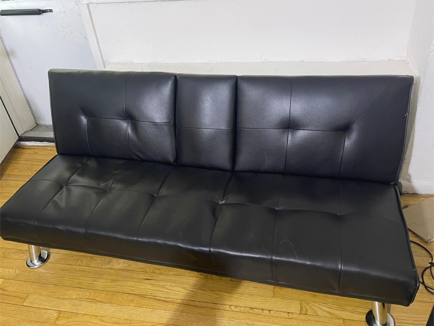 Black Futon Sofa Bed with Cupholders