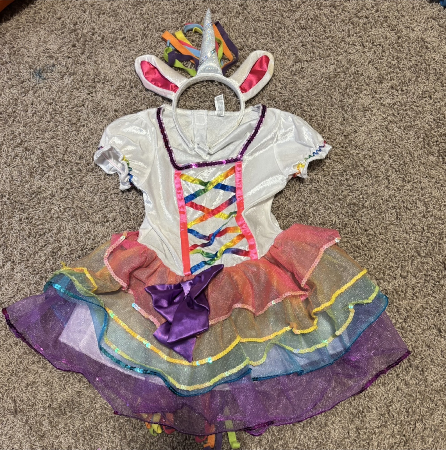 Halloween Rainbow Unicorn Dress with Headband - photo 3