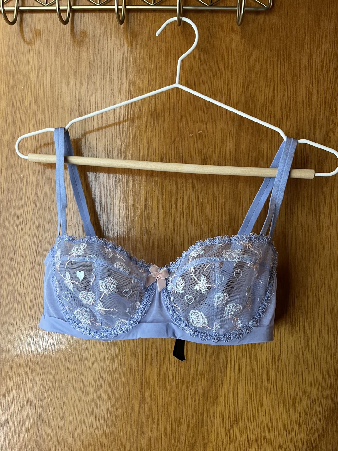 Baby Blue lace sheer balconette bra